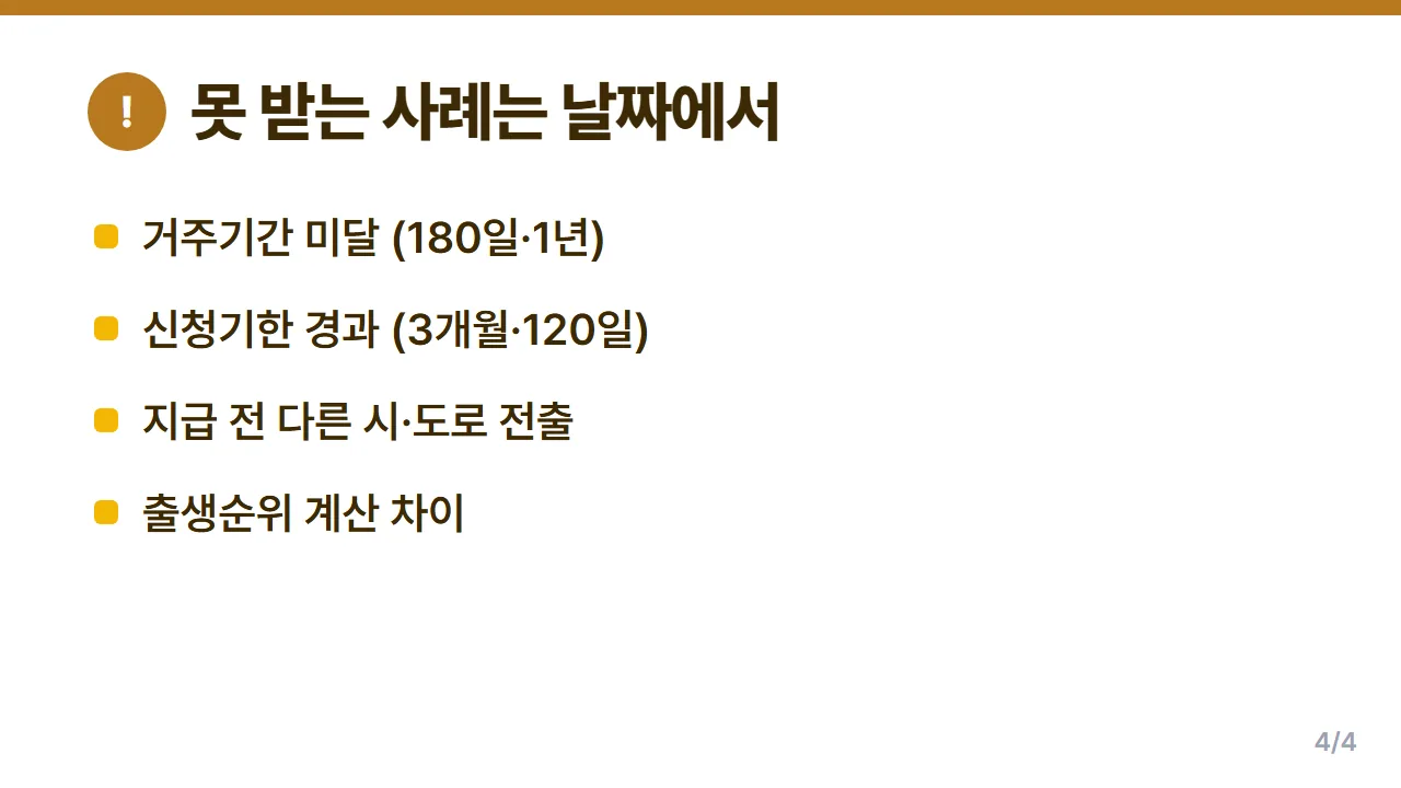 지자체 출산지원금을 못 받는 사례 거주기간 미달과 신청기한 경과 등 네 가지
